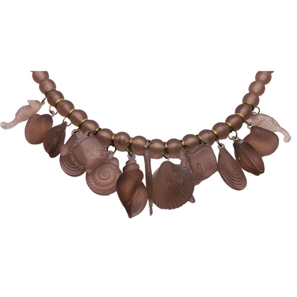 AHBRA CALE COLLECTION GENUINE LUCITE NECKLACE STARFISH BEADED Purple BROWN - Picture 4 of 7